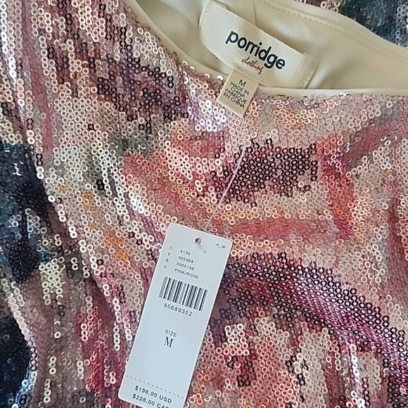 NWT! Anthropologie One Shoulder Floral Sequin Maxi Dress Size Medium - Picture 11 of 11